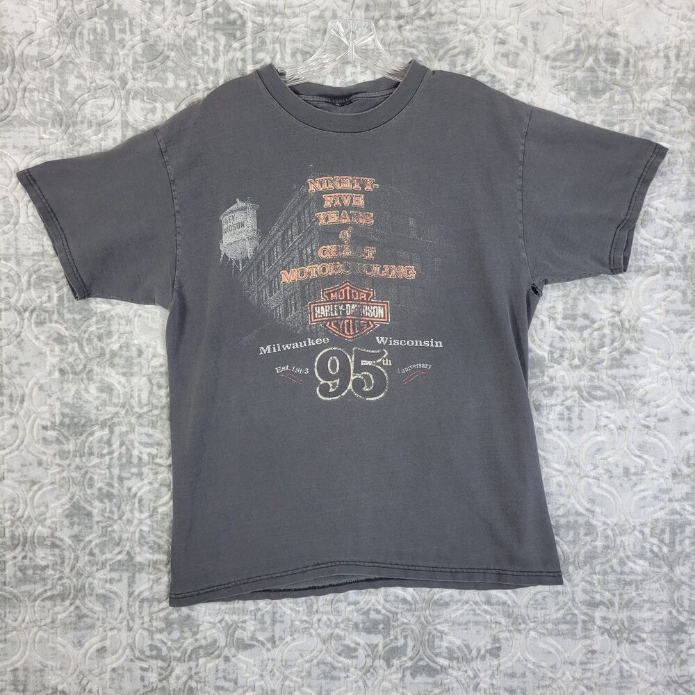 Vintage Harley Davidson T-shirt Men’s Large Black 95th Anniversary Milwaukee WI